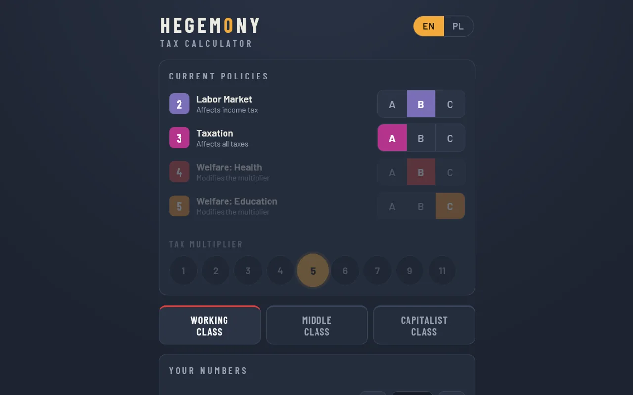 The Hegemony tax calculator